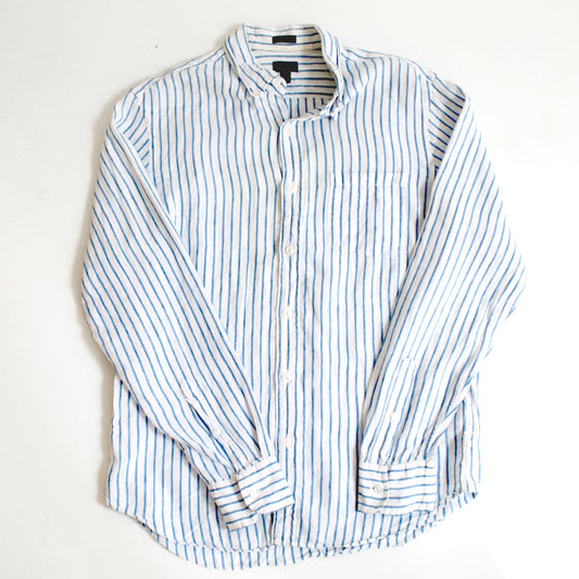 Camisa Rayas Celeste De Lino (M)