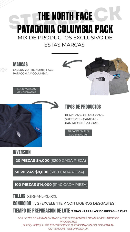 North Face, Patagonia y Columbia Pack – Mayoreo
